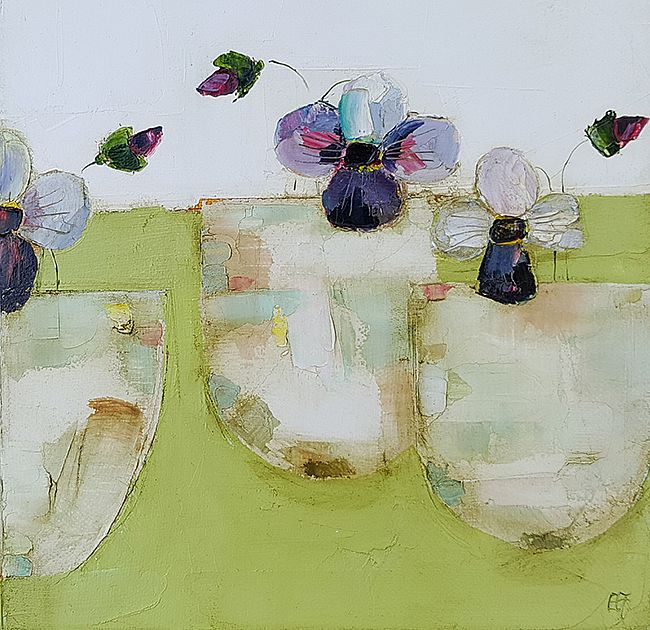 Eithne  Roberts - Small violas in little cups